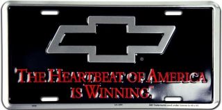 Chevrolet Heartbeat Of America Is Winning Embossed Metal License Plate / Sign
