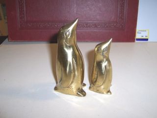 Set Of Two Brass Metal Penguin Figurines Cute