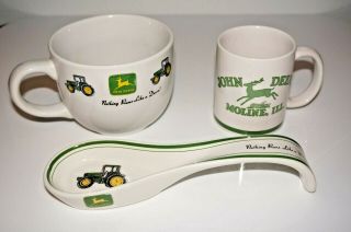 John Deere Gibson Ladle Holder Spoon Rest 28 Oz Latte Mug Logo Moline Ill.  Cup