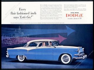 1955 Dodge Custom Royal Lancer Coupe Blue Car Photo Vintage Print Ad
