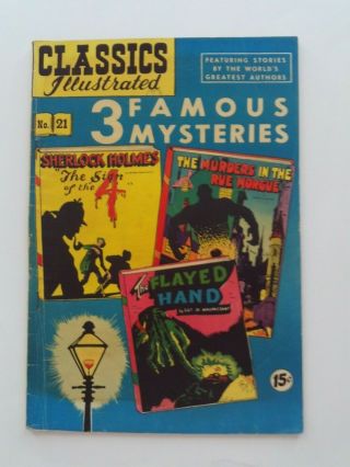 Classics Illustrated 21 - 3 Famous Mysteries - Hrn 85 - Vg