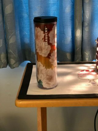 2019 Starbucks Cold Cup Floral Blue White Yellow Red Rainbow Tumbler 16 Fl