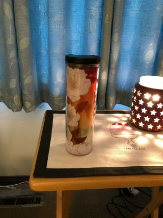 2019 STARBUCKS COLD CUP FLORAL BLUE WHITE YELLOW RED RAINBOW TUMBLER 16 fl 2