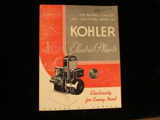 Vintage Paper Advertising Brochure Kohler Electric Plants Generators