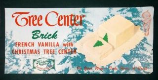 Vintage Orig.  Hendlers Ice Cream Christmas Tree Paper Sign Kewpie Label 9x20