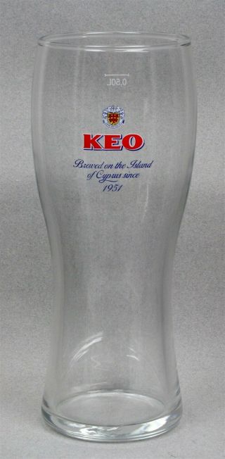 Keo Cypriot Beer Limassol Island Of Cyprus 0.  5l 1/2 Liter Glass Clear