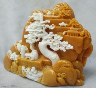 Collect Old Chinese Hand - Carved Natural Jade Stone scenery figure Statue 3