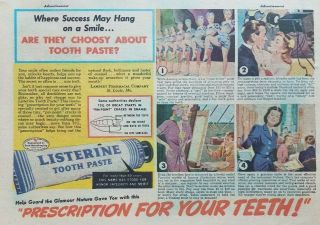 Listerine Toothpaste Dentist Art 1943 Vintage Print Ad