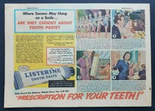 Listerine Toothpaste Dentist Art 1943 Vintage Print Ad 2