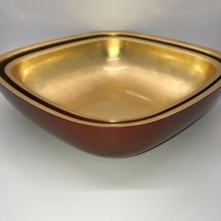 Two Red And Gold Mid Century Lacquer Dishes