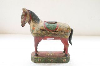 Antique Old Hand Carved Wooden Painted Horse Statue Nh5047