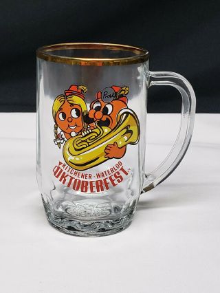 Vintage Oktoberfest Kitchner - Waterloo Beer Glass/mug.  Gold Rim,  Collectible.