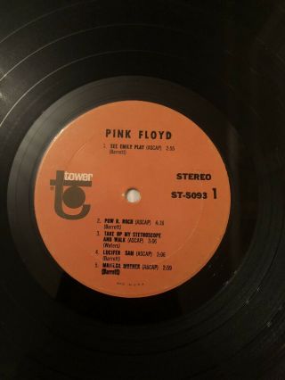 Pink Floyd LP Piper at the Gates of Dawn 1st Edition Orange Label Tower. 5