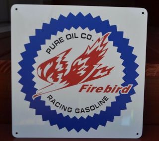 Pure Oil Firerbird Racing Gasoline Gas Station Pump Sign Ohio Advertising Logo