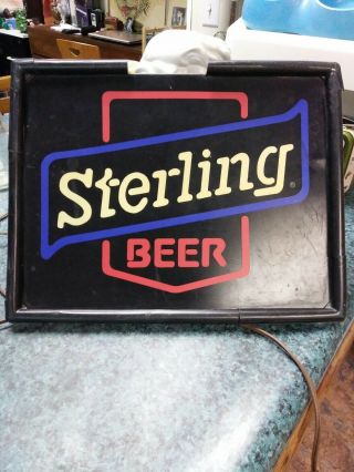 Vintage Sterling Beer Light Display Sign Man Cave Retro 1985 Bar