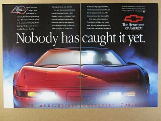 1993 Chevrolet Corvette 40th Anniversary Edition Red Car Photo Vintage Print Ad