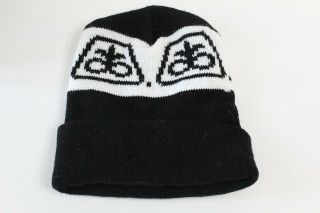 Vintage Pioneer Seeds Seed Corn Black & White Winter Cap Hat Logo Farming Old