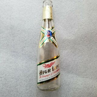 Vintage 1953 Miller High Paper Label Clear Beer Bottle Lady In The Moon