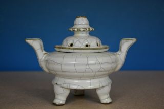 Fine Antique Chinese Crackle Porcelain Incense Burner Rare Y1078