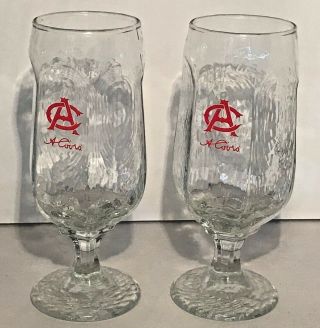 Set Of 2 Vintage Beer Glass Ac Adolph Coors | Rippled Texture Hex Design W/stem