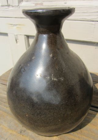 Very Fine Antique Chinese Song Pear Bottle Vase Monochrome Brown Black Glaze