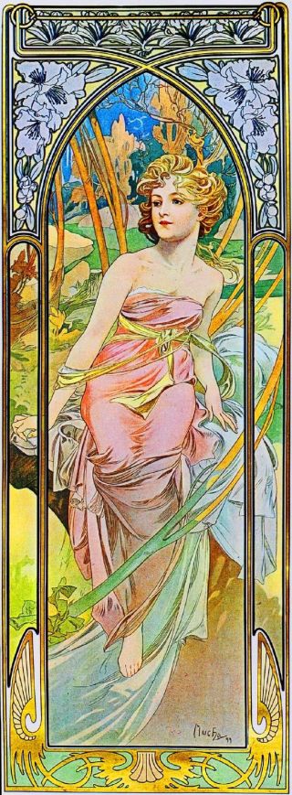 1899 Morning Awakening Vintage French Nouveau France Poster Print Advertisement