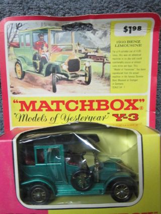 Matchbox Models Of Yesteryear,  Y - 3,  1910 Benz Limousine On An Early Card,