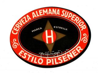 1900s Cerveceria Alemana Brewery,  Madrid,  Spain Estillo Pilsener Beer Label