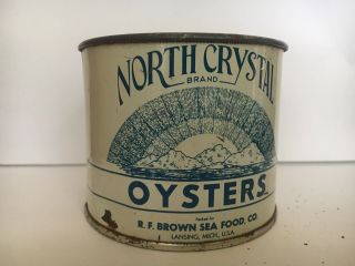 Vintage North Crystal Oyster Tin Can,  No Lid,  12oz