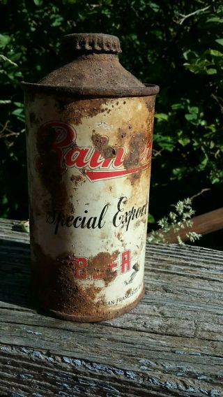 Rainer Special Export Beer 12 Oz Cone Top Can,  Rusty With Cap