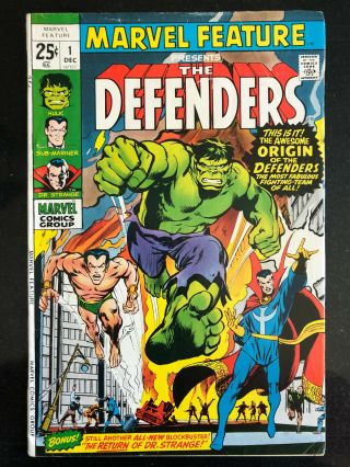 Marvel Feature 1 Vf Hulk Dr Strange Namor 1st Defenders Neal Adams Cover Mcu