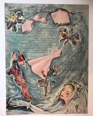 Van Raalte 1940s Vintage Print Ad Womens Lingerie Fashion Accessories Fairies 2