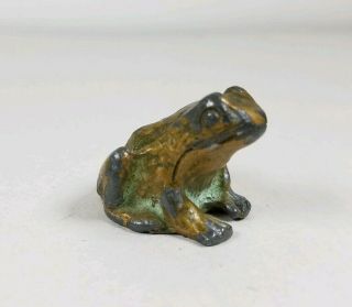 Miniature Lead? Frog Figurine Painted? Old Vintage Rare Small Cute Amphibian