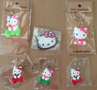 Set Of 6 Hello Kitty Silicone Keychains Adorable Hello Kitty Set