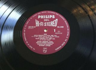 Philips Hi - Fi Stereo Plum Lp Sal 3489 835 254 Ay Grumiaux Bach Haydn Violin Eco