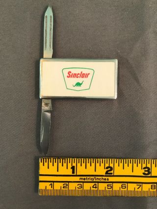 Sinclair Gas Oil Money Clip Pocket Knife And Nail File Vintage Logo
