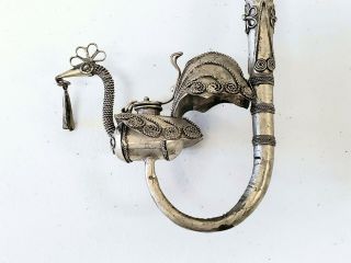 Antique Asian Peacock & Elephant Bowl Opium Pipes - Filigree 2