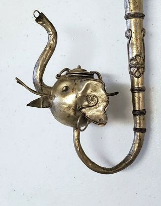 Antique Asian Peacock & Elephant Bowl Opium Pipes - Filigree 3