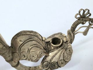 Antique Asian Peacock & Elephant Bowl Opium Pipes - Filigree 5