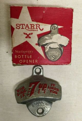 2 Vintage Starr X Wall Mount Bottle Openers - Coca - Cola W/ Box & 7 Up - 1960 
