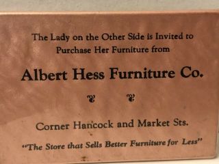 Vintage 50s Albert Hess Furniture Store Louisville Ky Lady Advertising Mirror
