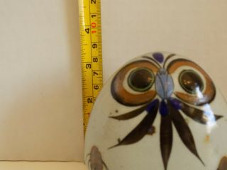 2 Vintage Owls Mexican Pottery Folk Art Hand Painted Mexico Ceramic Bird - 3