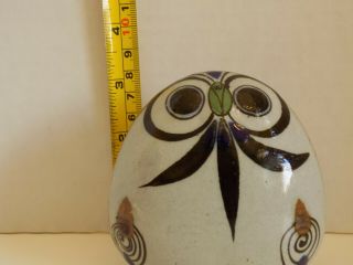 2 Vintage Owls Mexican Pottery Folk Art Hand Painted Mexico Ceramic Bird - 4
