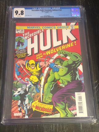 Incredible Hulk Facsimile Edition 181 Cgc 9.  8 Reprint Of 1st App Of Wolverine