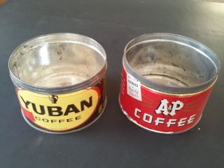 2 Vintage Coffee Cans.  Yuban,  A&p