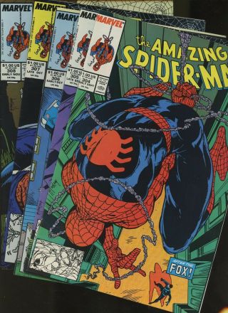 Spider - Man 304,  305,  306,  307,  308 5 Books Marvel Comics,  Peter Parker