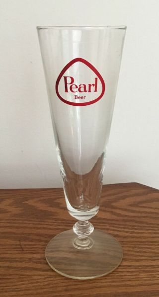 1940s Era Pearl Beer Glass Tall Bar Painted Label San Antonio Tx Advertising