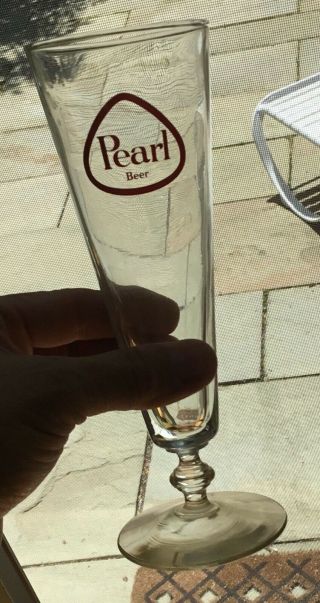1940s Era Pearl Beer Glass Tall Bar Painted Label San Antonio TX Advertising 4