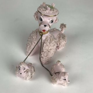 Vintage Ceramic Poodle Figurines Pink (508)