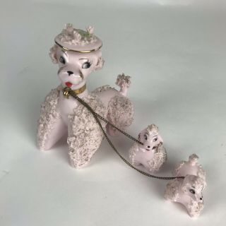 Vintage Ceramic Poodle Figurines Pink (508) 2